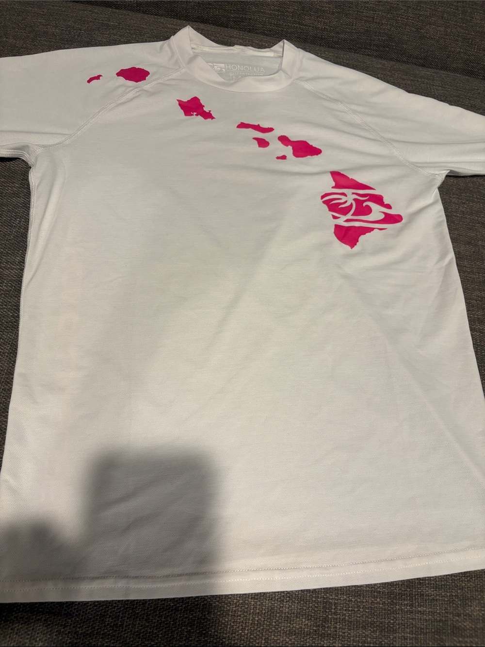 Kids White Short-Sleeve Tee with Hot Pink Island Graphic